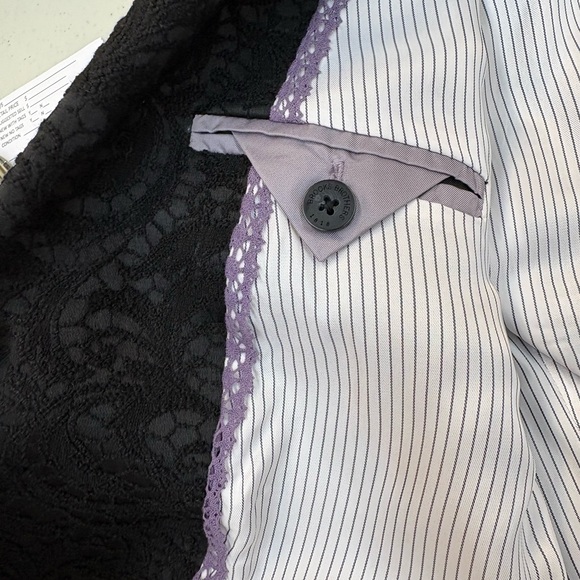 Brooks Brothers Size 6 Black Lace Overlay Blazer Textured Tailored Jacket - Picture 11 of 15